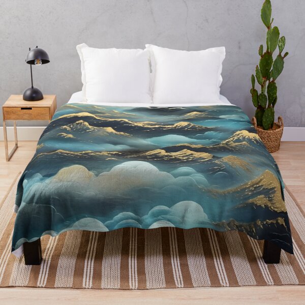 Item preview, dark blue abstract decorative painting shimmering gold quicksand hand-painted style landscape painting decorative painting15 designed and sold by UnaWu533.