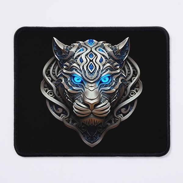 Item preview, Viking tiger, silver tiger with blue eyes, celtic motifs, for the husband, celtic ornament, for dad, dad, happy dads day designed and sold by PRYMULLART.