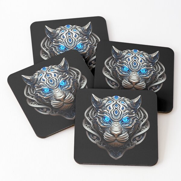 Item preview, Viking tiger, silver tiger with blue eyes, celtic motifs, for the husband, celtic ornament, for dad, dad, happy dads day designed and sold by PRYMULLART.