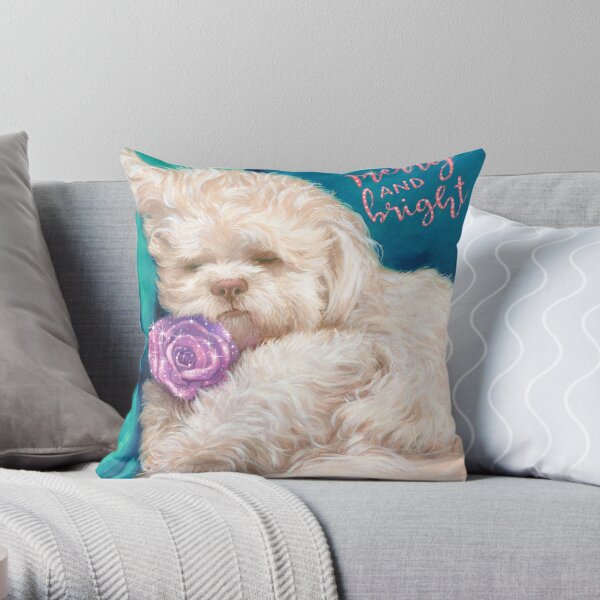 Luke, Shih Tzu Puppy, Merry and Bright Throw Pillow