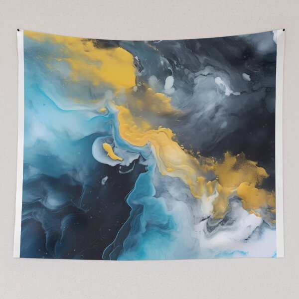 Item preview, dark blue abstract decorative painting shimmering gold quicksand hand-painted style landscape painting decorative painting22 designed and sold by UnaWu533.