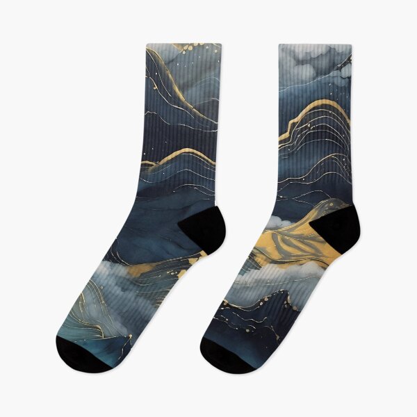 Item preview, dark blue abstract decorative painting shimmering gold quicksand hand-painted style landscape painting decorative painting23 designed and sold by UnaWu533.