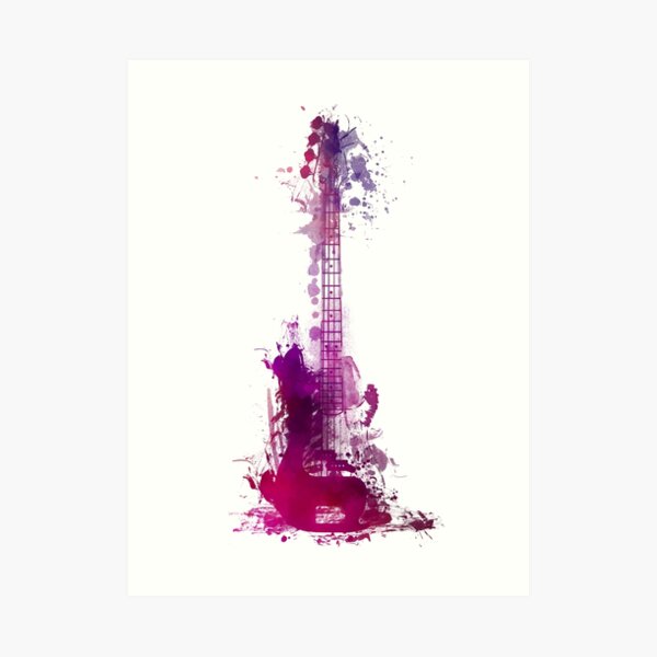 Funky purple guitar Art Print