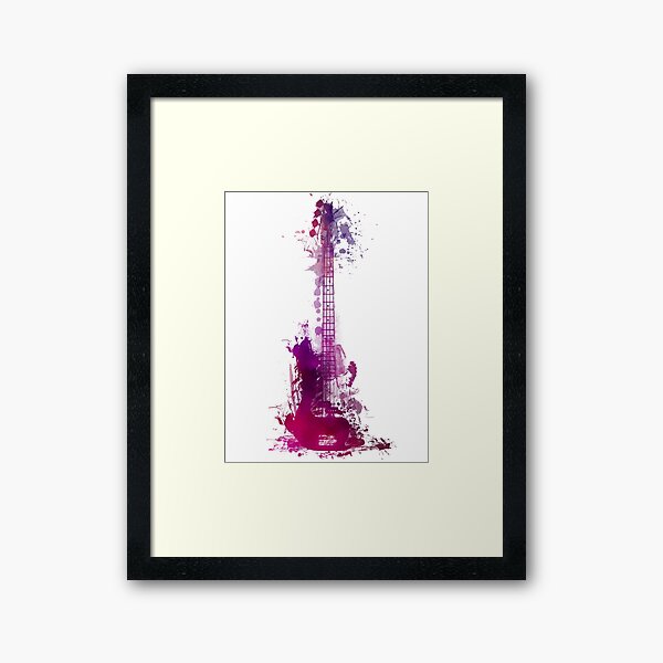 Funky purple guitar Framed Art Print