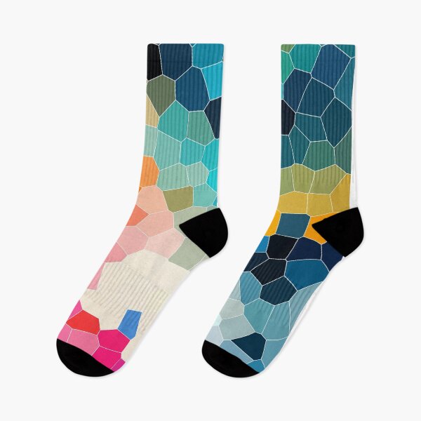 Item preview, A mosaic style graphic abstract design - blue, orange, pink, yellow, cream, vanilla designed and sold by ArtfulOctopus.