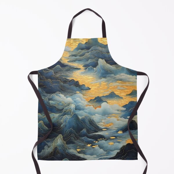 Item preview, dark blue abstract decorative painting shimmering gold quicksand hand-painted style landscape painting decorative painting26 designed and sold by UnaWu533.
