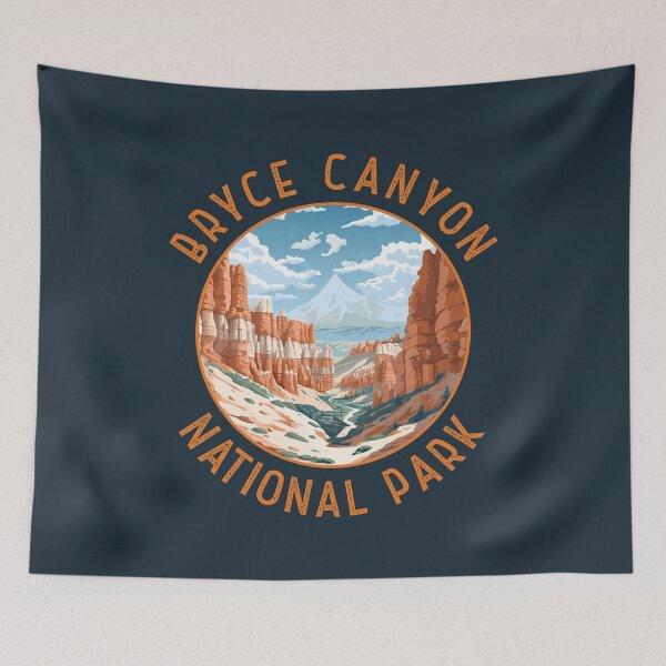 Item preview, Bryce Canyon National Park Trail Illustration Distressed Circle designed and sold by KrisSidDesigns.