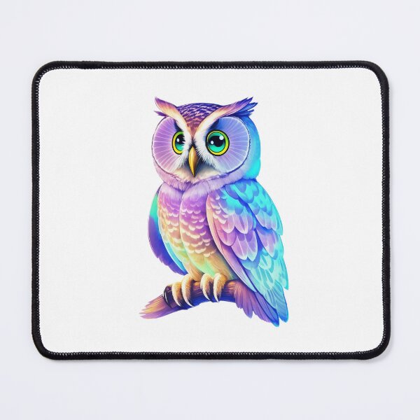 Item preview, Lovely Pastel Holographic Colorful Barn Owl on Tree Branch designed and sold by Cawaiico.