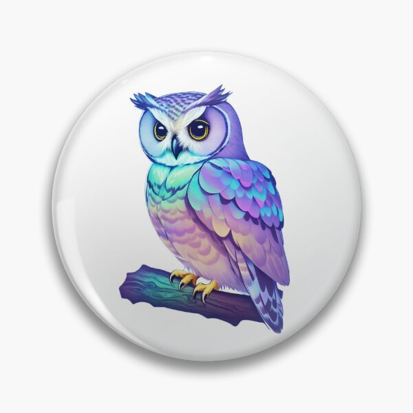 Item preview, Holographic Pastel Colorful Purple Barn Owl on Tree Branch designed and sold by Cawaiico.
