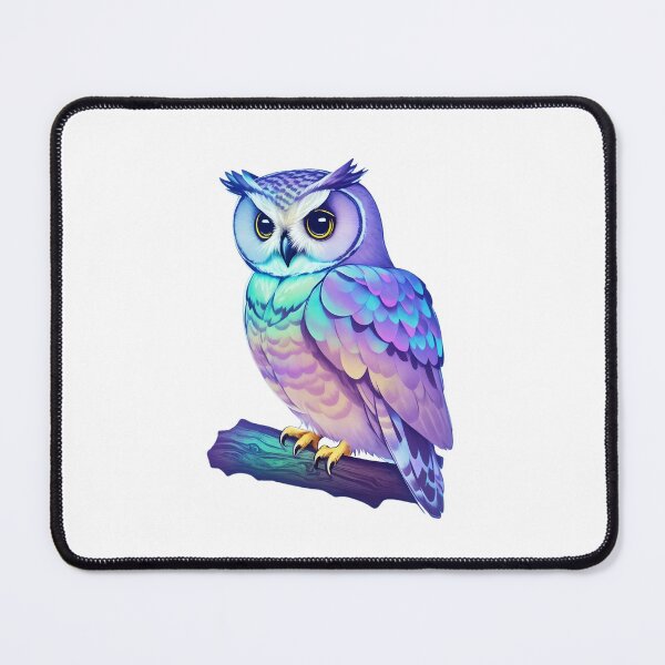 Item preview, Holographic Pastel Colorful Purple Barn Owl on Tree Branch designed and sold by Cawaiico.