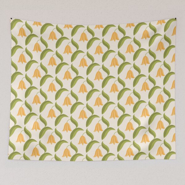 Item preview, Bell Blossoms - Delicate Spring Flowers - snowdrop, bluebell, tulip, harebell - orange on cream background - shw1021 b designed and sold by Shiny Happy World.