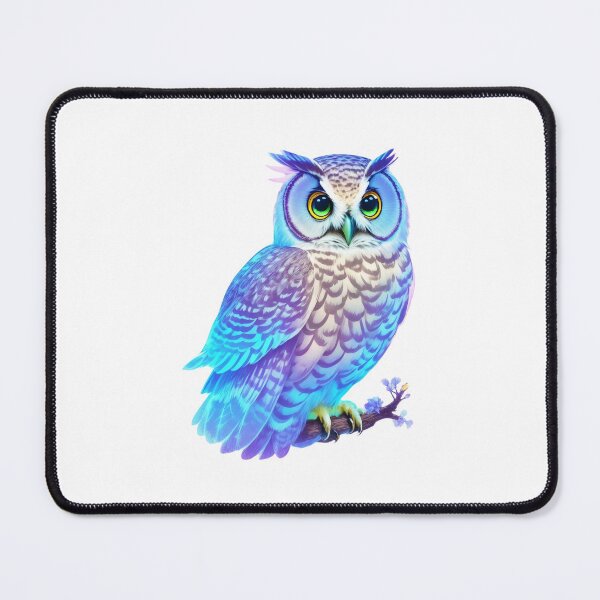 Item preview, Holographic Pastel Colorful Blue Barn Owl on Tree Branch designed and sold by Cawaiico.