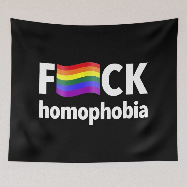 Item preview, FCK homophobia (lowercase) wavy rainbow flag designed and sold by Thelittlelord.