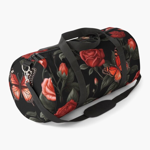 Item preview, Custom made design red roses and &black butterflies on black background designed and sold by zedvonzee.