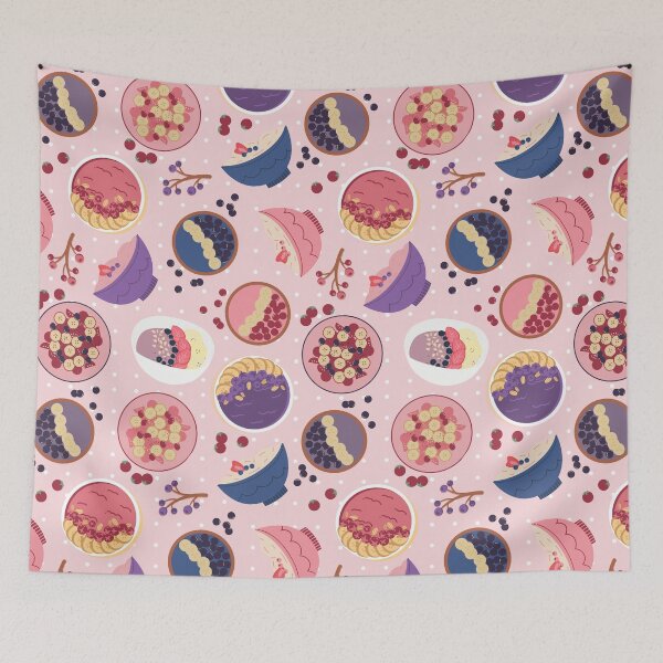 Item preview, Smoothie Bowls Seamless Pattern Pink designed and sold by MadeByBeata.