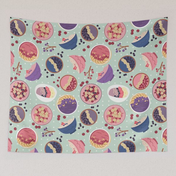 Item preview, Smoothie Bowls Seamless Pattern Green designed and sold by MadeByBeata.