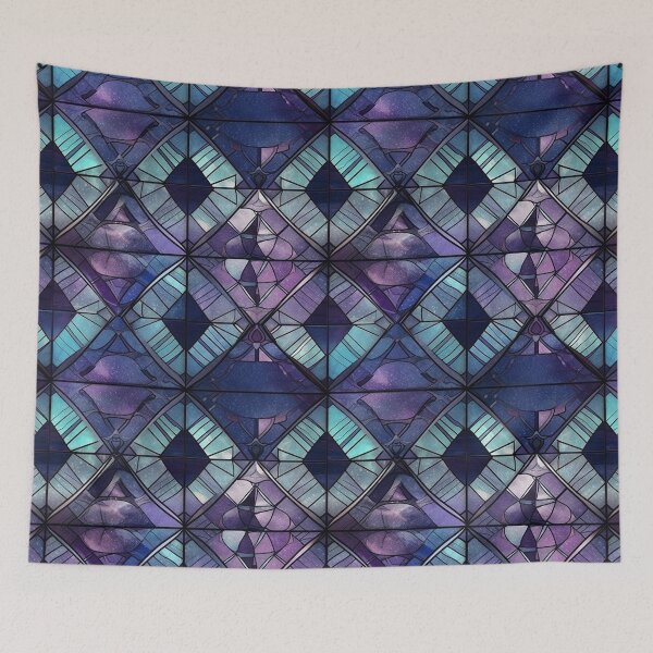 Item preview, Blue & Purple Rhombuses Stained Glass Pattern designed and sold by Sturdust.