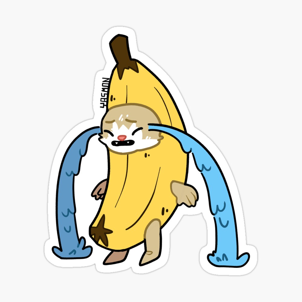 Crying Banana Cat  Pin for Sale by sticker-house