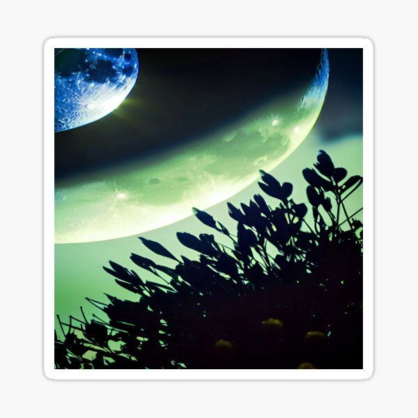 Artikel-Vorschau von Moon Earth and Growing Plants in Green and Blue, designt und verkauft von deniselynnimage.