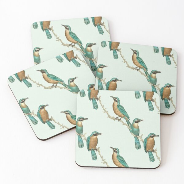 Item preview, Motmot Green Illustrated Birds Pattern designed and sold by Sturdust.