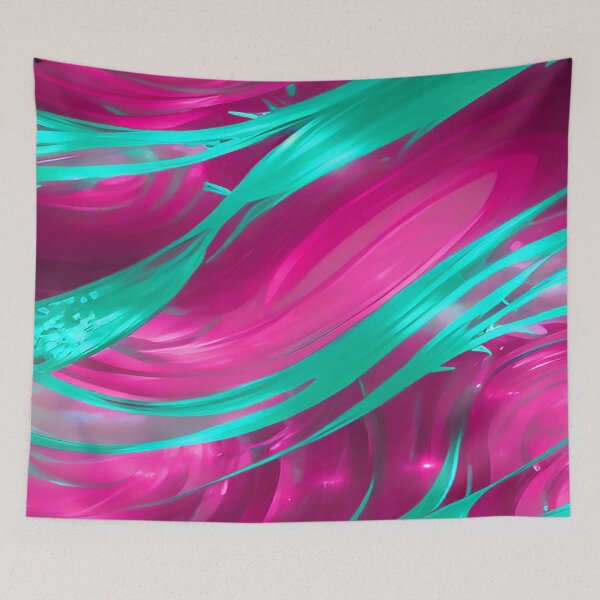 Item preview, Swirls of Hot Pink and Sea Green Abstract designed and sold by deniselynnimage.