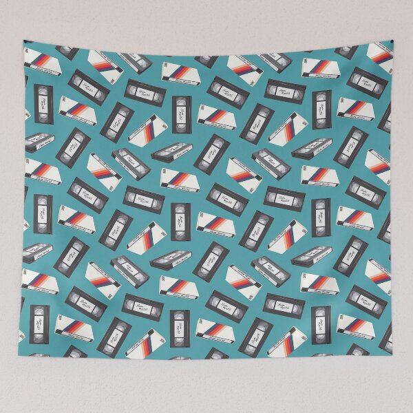 Item preview, retro vhs tapes - teal designed and sold by littlearrow.