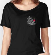 Give Back To Nature Slogan - Black Background - Small Logo Women's Relaxed Fit T-Shirt