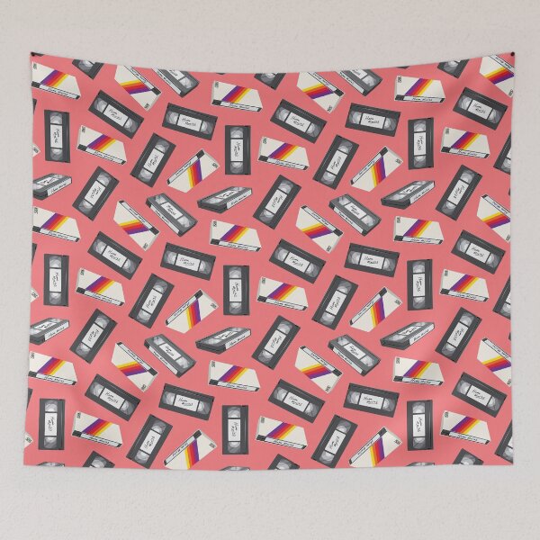 Item preview, retro vhs tapes - dark pink designed and sold by littlearrow.