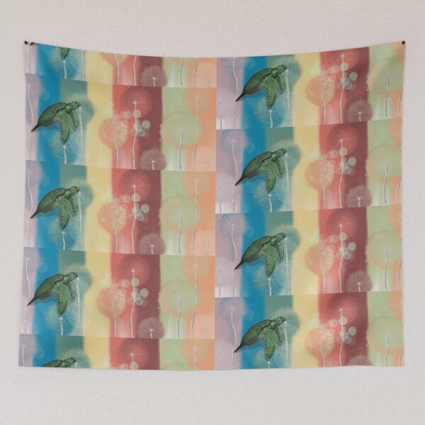 Item preview, dream,turtle,dandelion,colors,imagination,fly,yellow,red,green,wind,ocean,sea,bubbles designed and sold by Zagalar.