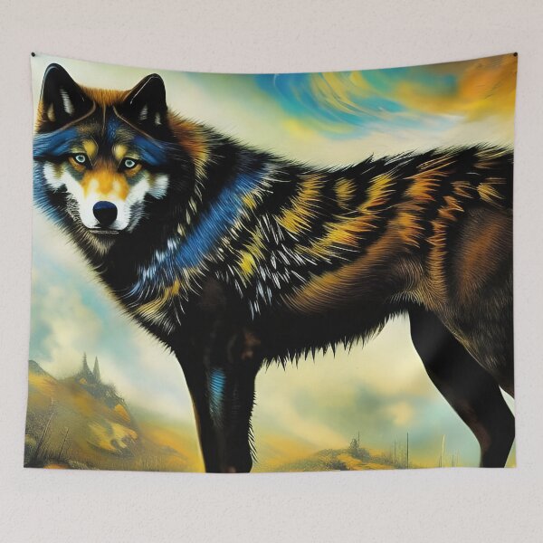 Item preview, Grunge Wolf, impasto, AI Generated Art designed and sold by ACC .