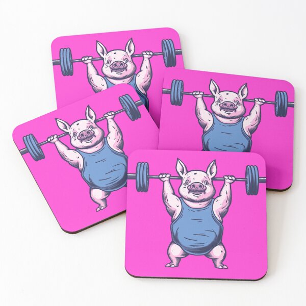 Item preview, Heavy Lifting - Piggy lifting weights designed and sold by BeeJoyDesign.