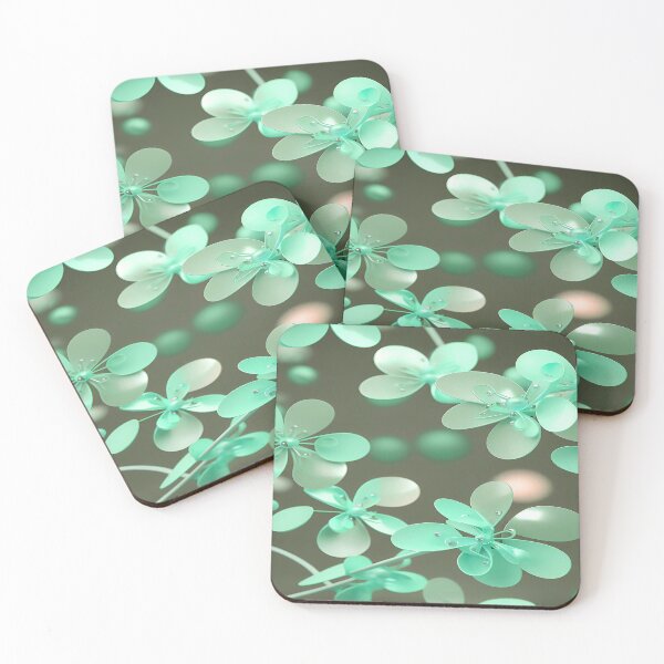 Item preview, Bright Mint Green Flowers with Pearls designed and sold by deniselynnimage.