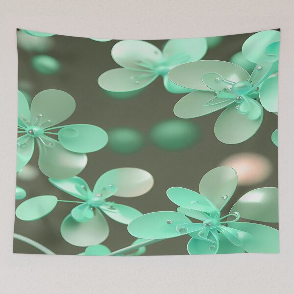 Item preview, Bright Mint Green Flowers with Pearls designed and sold by deniselynnimage.