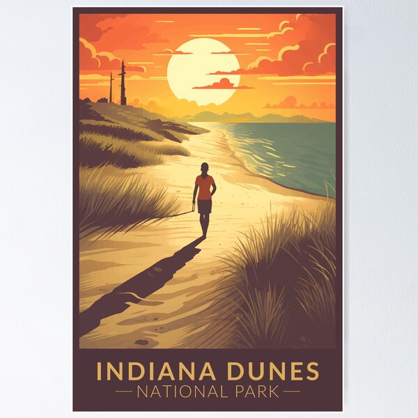 Artikel-Vorschau von Indiana Dunes Nationalpark Reisekunst Vintage, designt und verkauft von KrisSidDesigns.