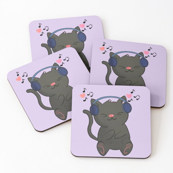 Item preview, Kawaii Cat with Headphones Listening to Music  designed and sold by SMagicDesigns.