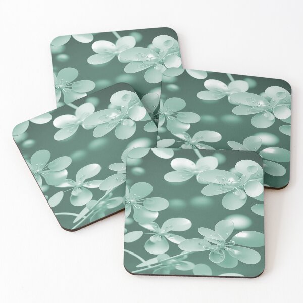 Item preview, Bright Sepia Green Flowers with Pearls Christmas Green designed and sold by deniselynnimage.