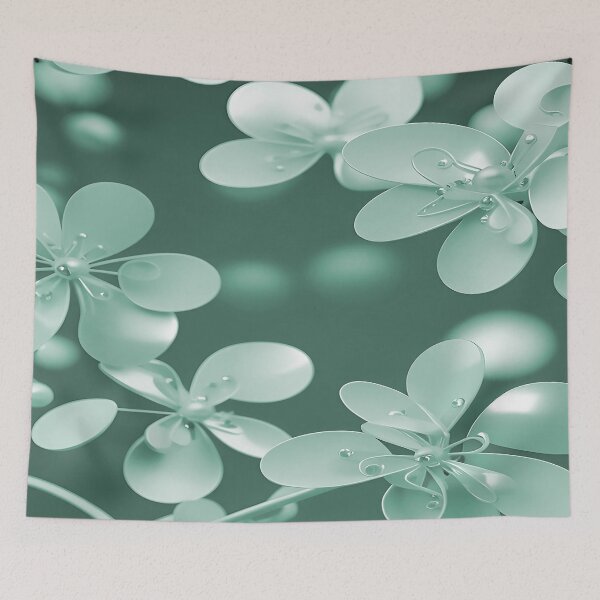 Item preview, Bright Sepia Green Flowers with Pearls Christmas Green designed and sold by deniselynnimage.