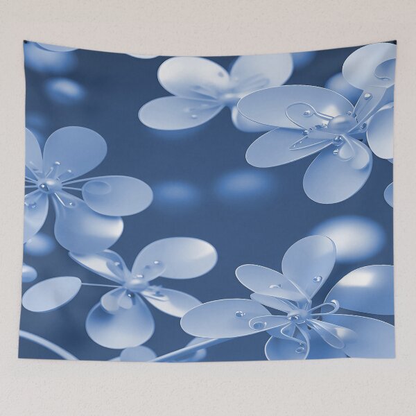 Item preview, Sepia Blue Flowers with Pearls designed and sold by deniselynnimage.
