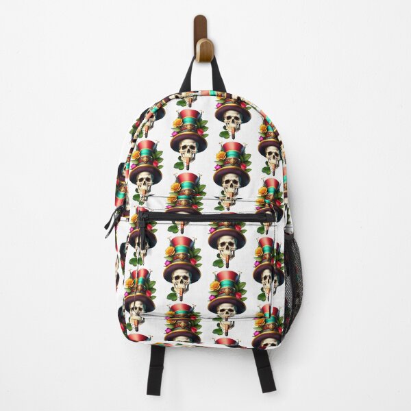 Item preview, A skull wearing a hat with flowers and leaves designed and sold by johndesignwaves.