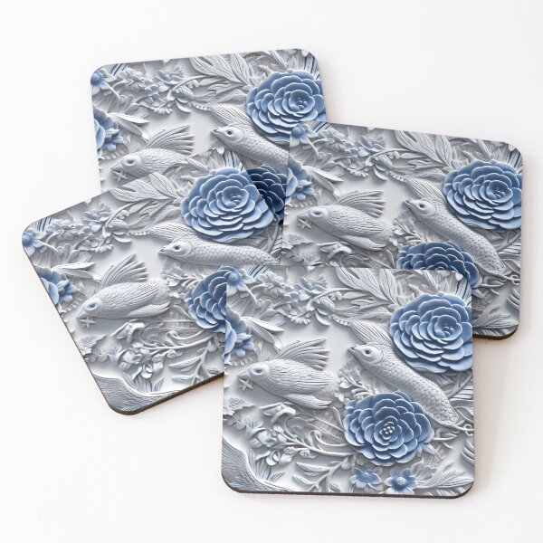 Item preview, Embossed flowers, birds and fish designed and sold by ivanmejia.