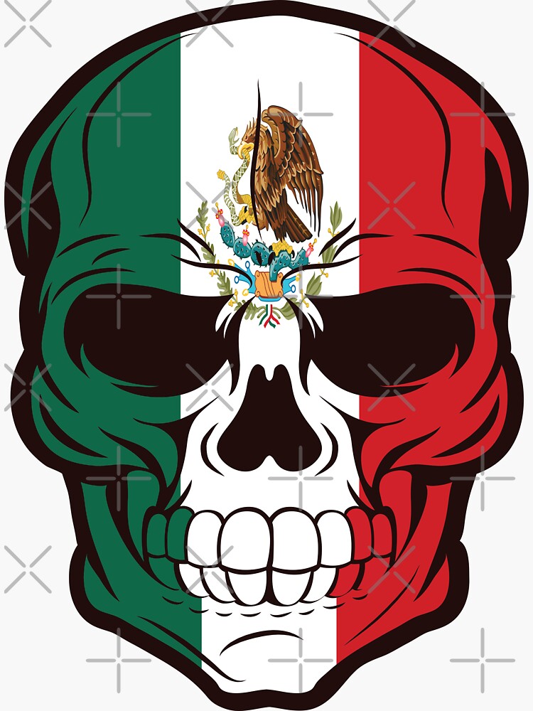 Mexican Flag Skull Mexico Sticker