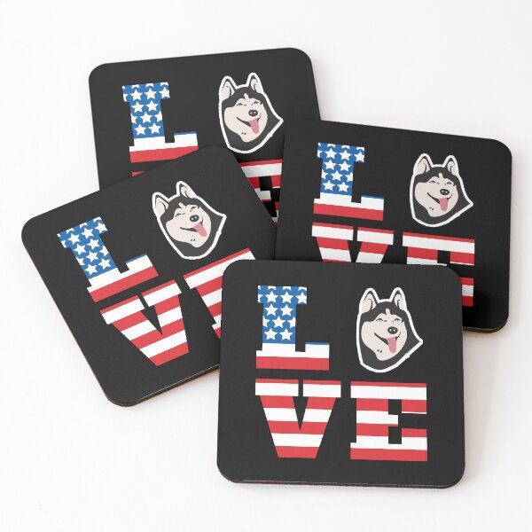 Item preview, Love American Flag With a Patrotic USA Husky for 4th of July designed and sold by Winter--Flowers.
