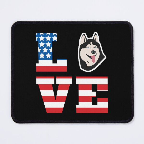Item preview, Love American Flag With a Patrotic USA Husky for 4th of July designed and sold by Winter--Flowers.