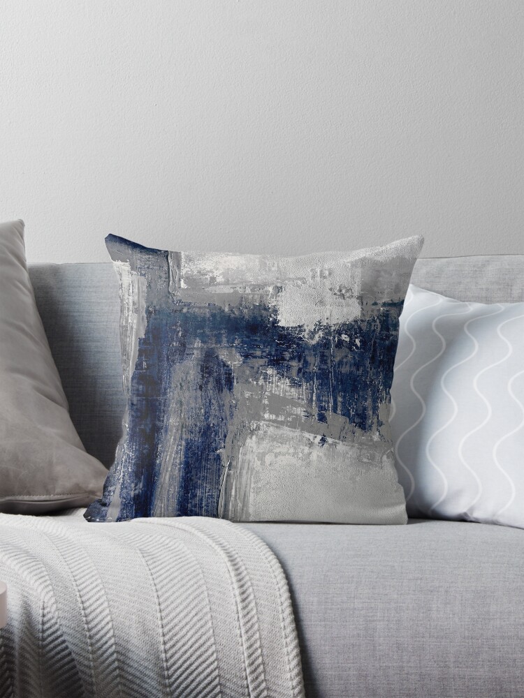 Navy fashion and silver throw pillows