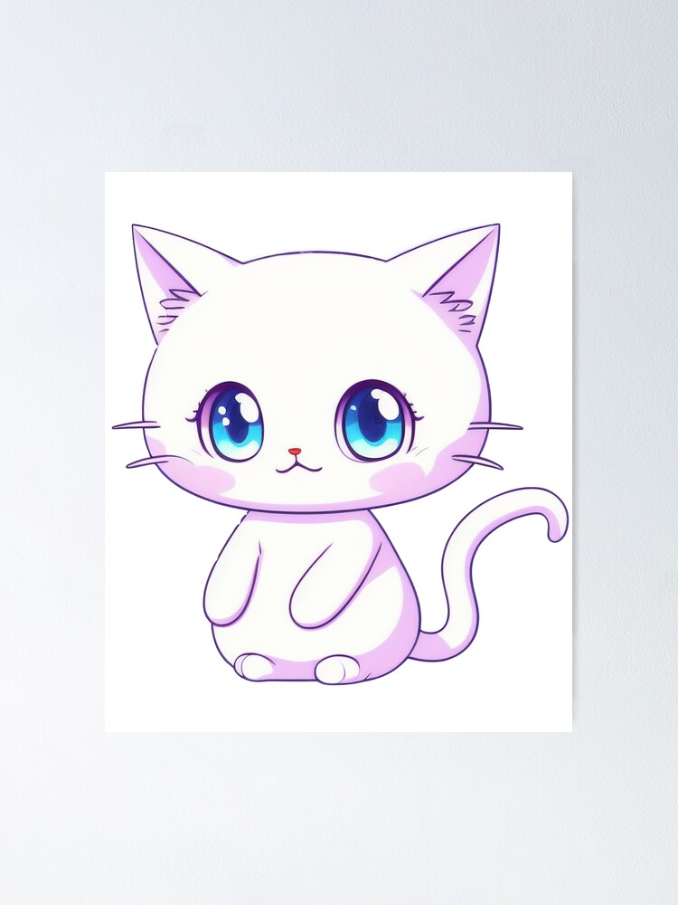 Very Cute Cat Face Anime Style - Cat - Pin