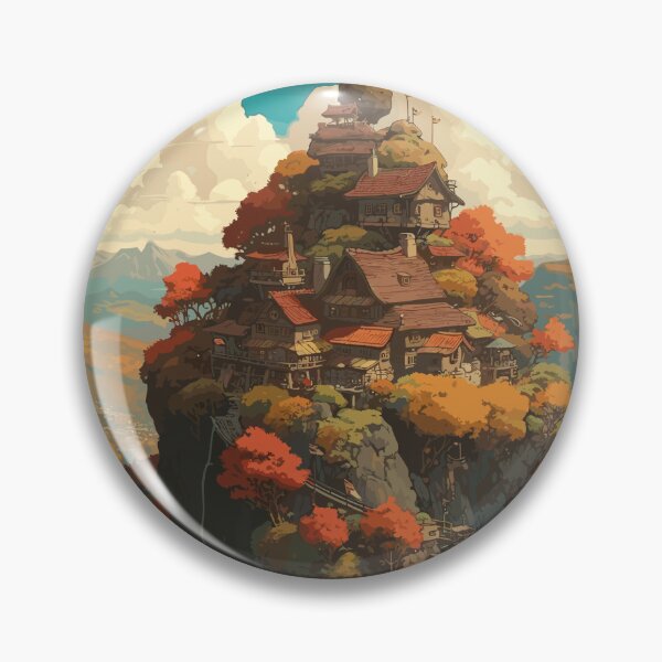 Item preview, Autumn Sky Village, Studio Ghibli Style designed and sold by ApexPrintCo.