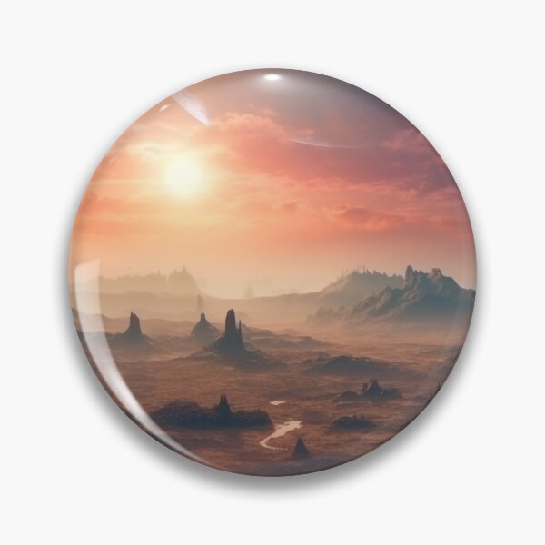 Item preview, Intriguing Celestialpunk Desert Landscape, Red Barren Alien Terrain under a Setting Sun - Digital HD Art Inspired by Human-Canvas Integration and RTX designed and sold by stateofhuman.
