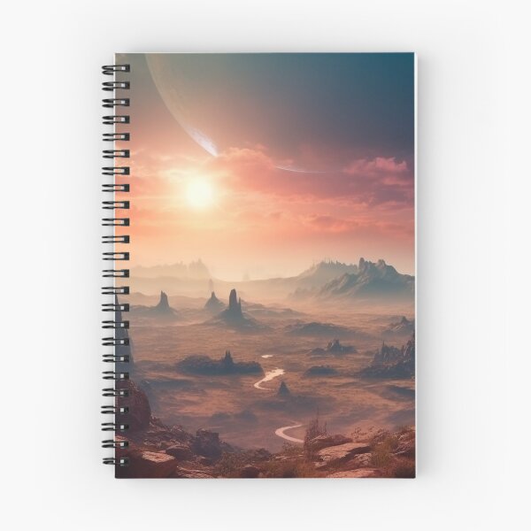 Item preview, Intriguing Celestialpunk Desert Landscape, Red Barren Alien Terrain under a Setting Sun - Digital HD Art Inspired by Human-Canvas Integration and RTX designed and sold by stateofhuman.