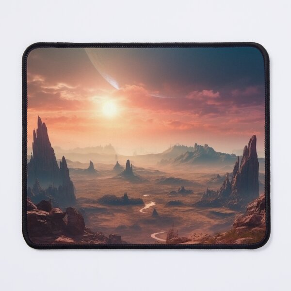 Item preview, Intriguing Celestialpunk Desert Landscape, Red Barren Alien Terrain under a Setting Sun - Digital HD Art Inspired by Human-Canvas Integration and RTX designed and sold by stateofhuman.