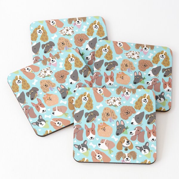 Item preview, Cute Dogs Seamless Pattern Blue designed and sold by MadeByBeata.